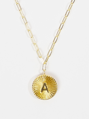 18K Gold Paperclip Burst Monogram Pendant Necklace - A - ARULA