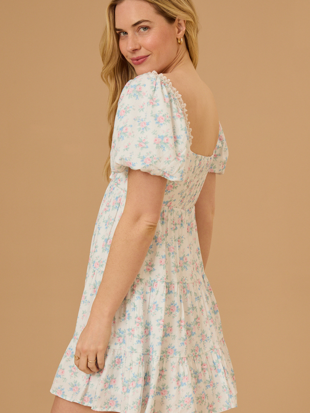 Nyari Tie Front Floral Mini Dress Detail 4 - ARULA