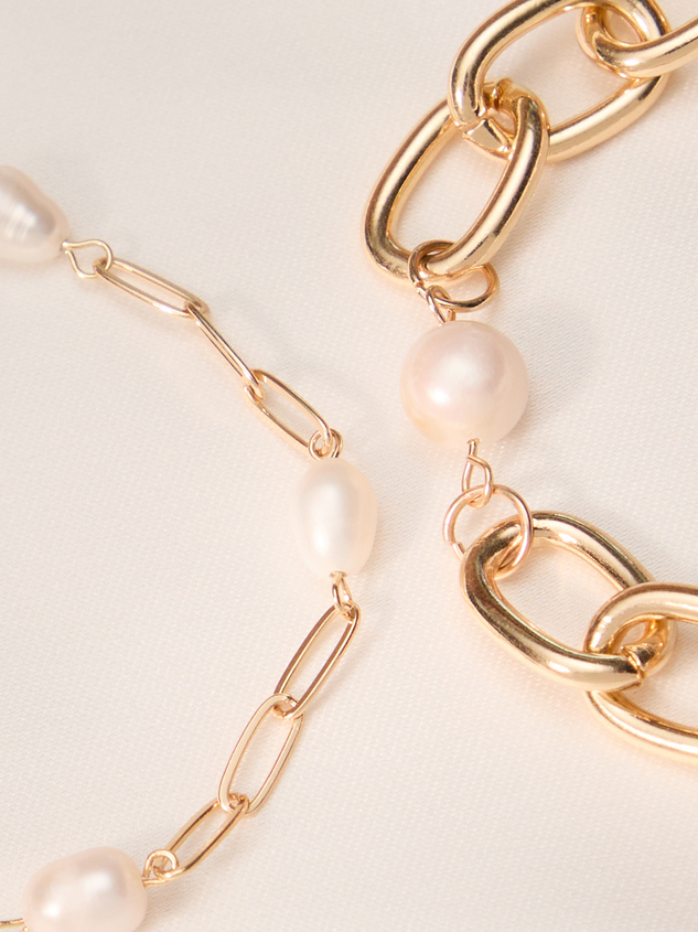 Link Pearl Bracelet Set Detail 2 - ARULA