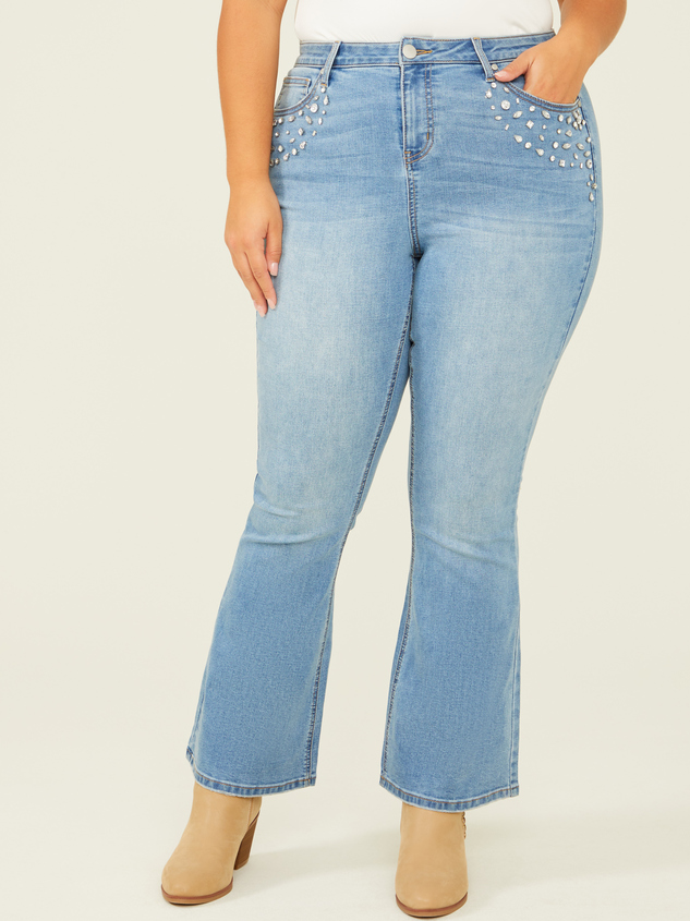 Piper Rhinestone Flare Jeans Detail 3 - ARULA