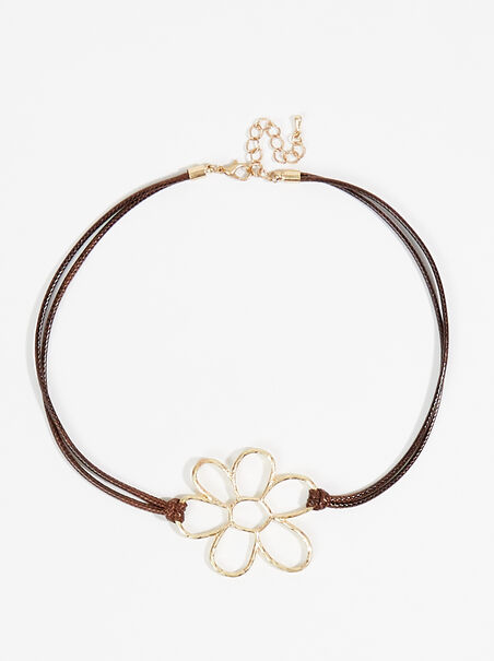 Flower Pendant Cord Choker Necklace - ARULA