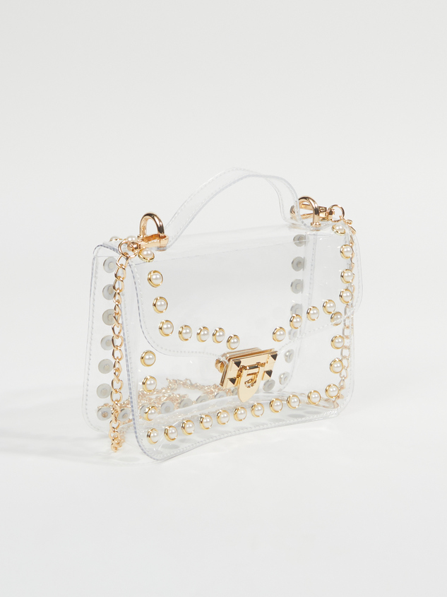 Pearl Studded Clear Bag Detail 2 - ARULA