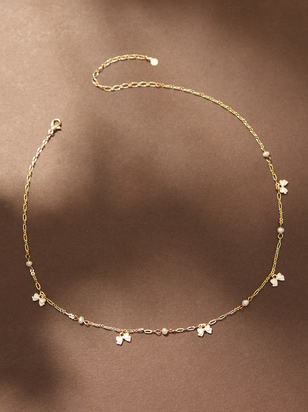 Dainty Pearl Bow Choker - ARULA