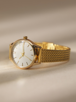Adjustable Round Face Gold Watch - ARULA