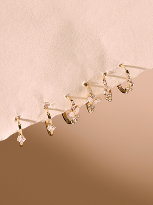18K Crystal Mini Hoop Pack - ARULA - 
