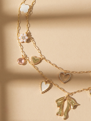 Layered Statement Bow Charm Necklace - ARULA