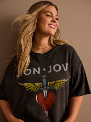 Bon Jovi Graphic Tee in Washed Black Arula