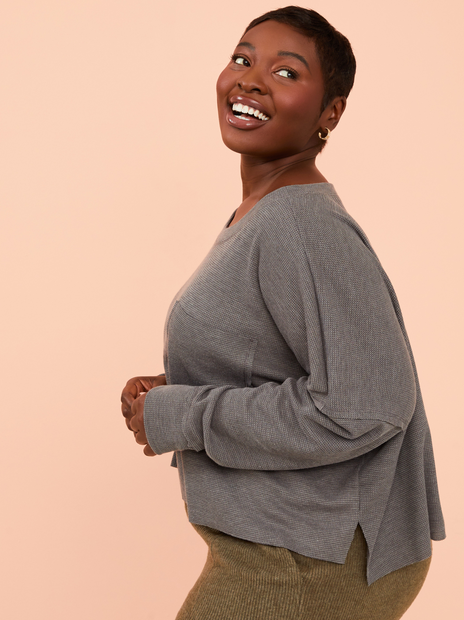 Waffle knit sale blouse