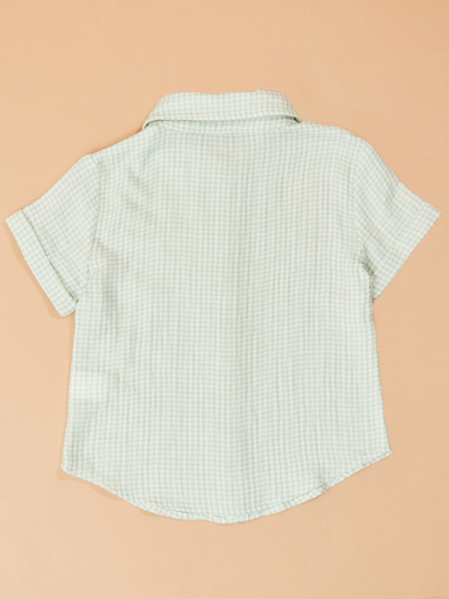 Kyle Gingham Button Down Shirt Detail 3 - ARULA