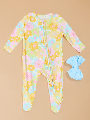 Dreamy Dahlias Footie and Headband Set - ARULA