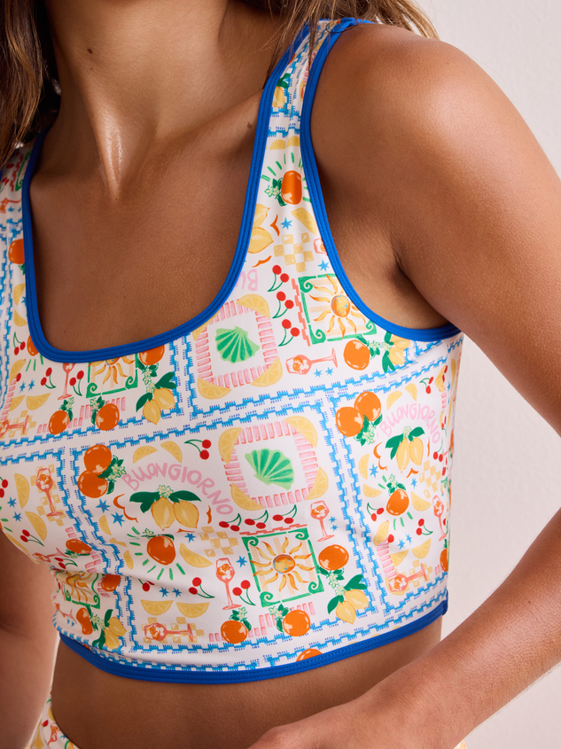 Getaway Postcard Patterned Tank Detail 3 - ARULA