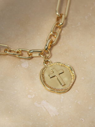 18K Gold Cross Coin Necklace - ARULA