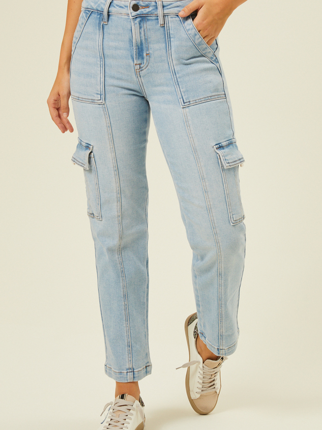 Sadie Cargo Straight Jeans Detail 2 - ARULA