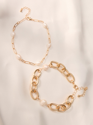 Link Pearl Bracelet Set - ARULA - 
