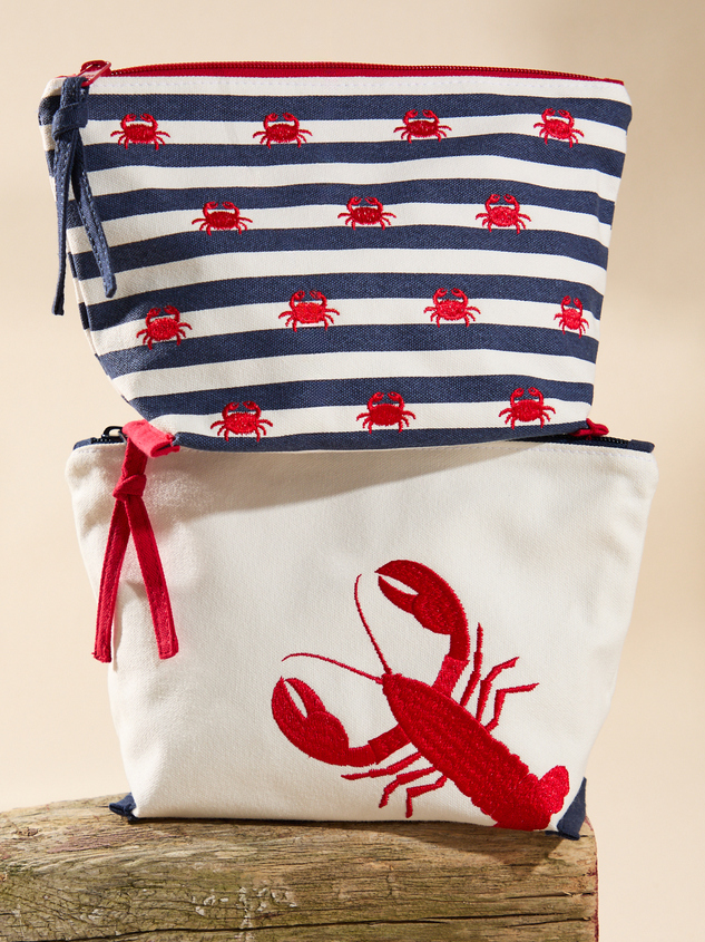 Embroidered Lobster Pouch Detail 4 - ARULA