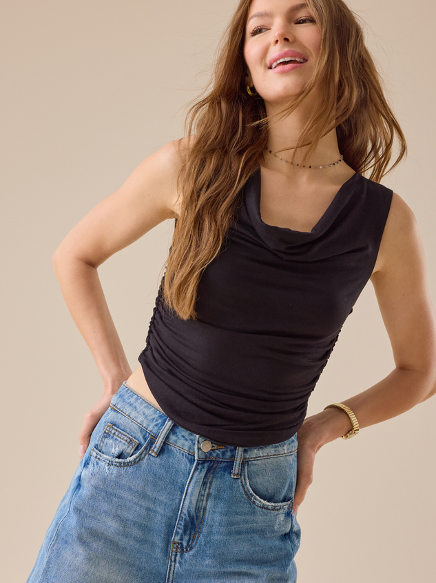 Alaya Cowl-Neck Top Detail 5 - ARULA