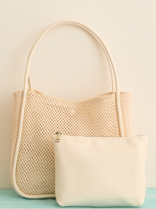 Woven Straw Tote Bag and Pouch Set - ARULA
