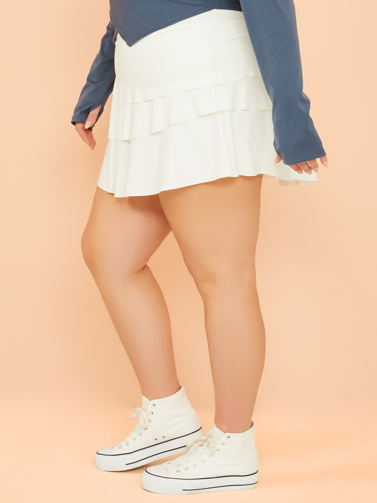 Shift Ruffle Tennis Skort in White Arula
