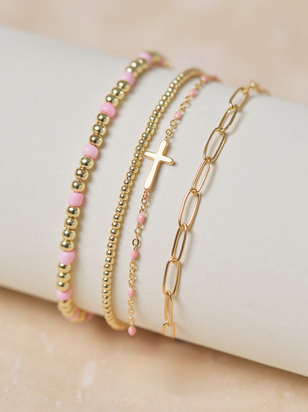 Gold Cross Bracelet Set - ARULA - 