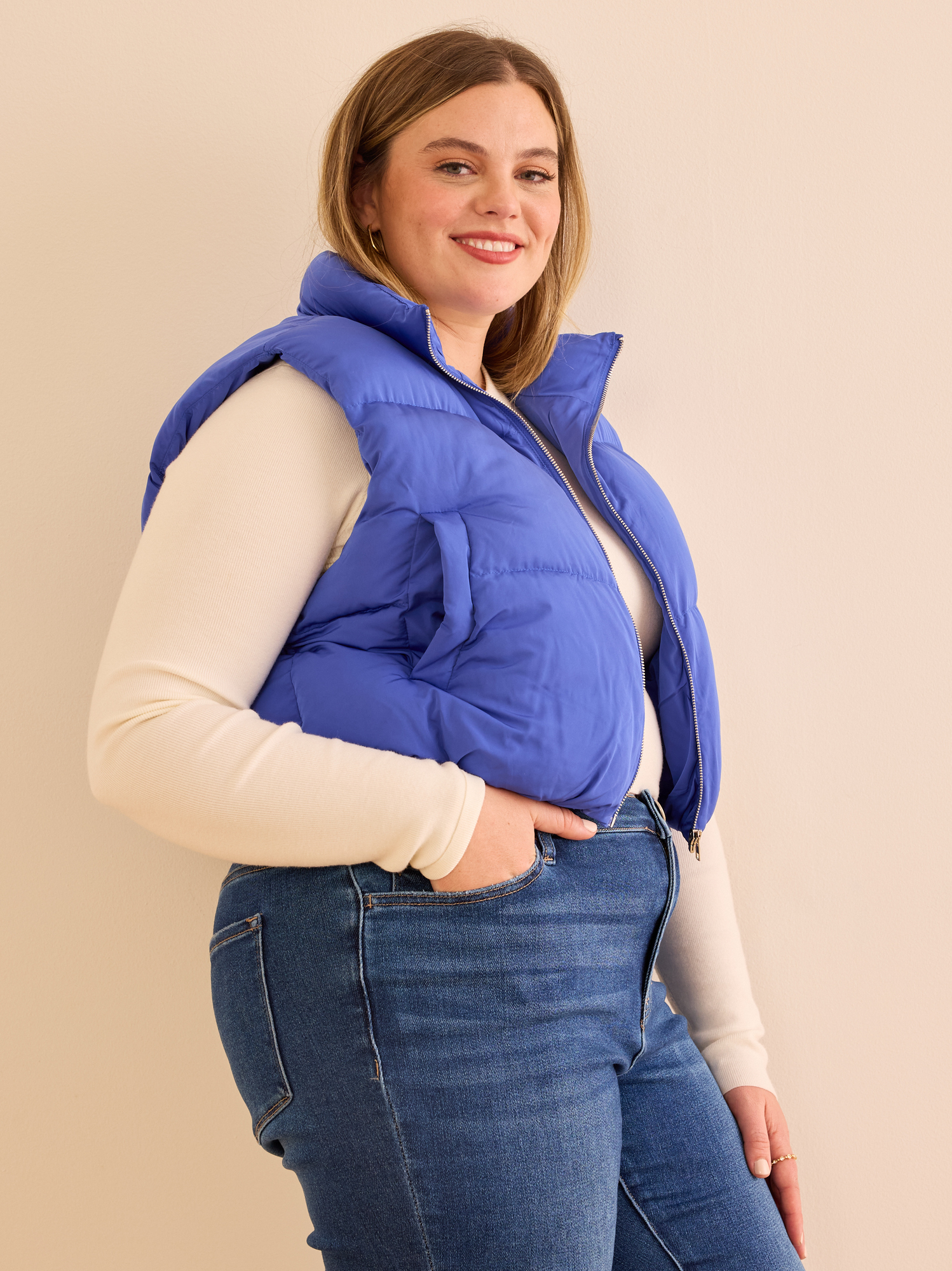 Royal blue puffer vest cheap
