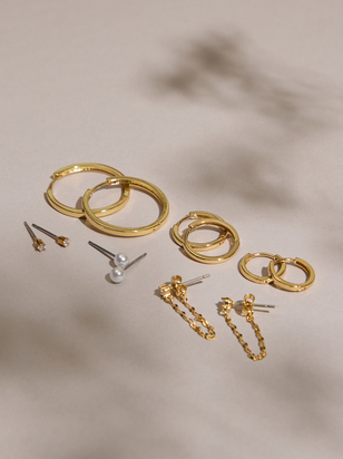 18K Gold Hoop Variety Earring Set - ARULA - 