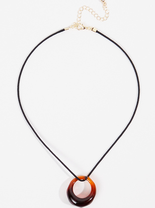 Resin Crescent Pendant Cord Choker Necklace - ARULA