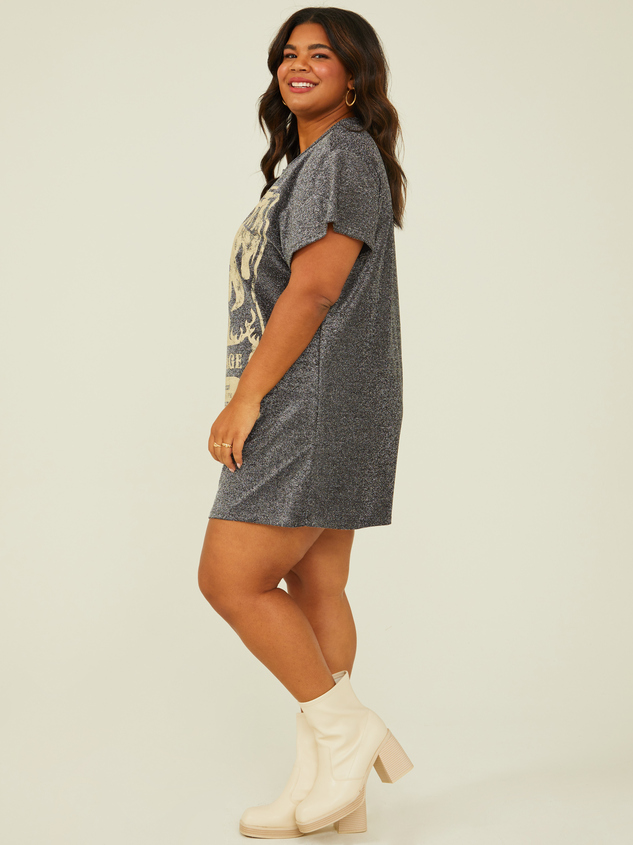 Rock & Roll Glitter Graphic Dress Detail 3 - ARULA