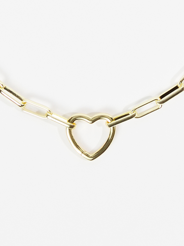 18K Gold Open Heart Carabiner Necklace Detail 3 - ARULA