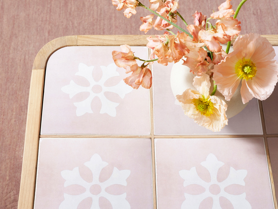 Audrey Wood Side Table Pink and Cream - ARULA - 