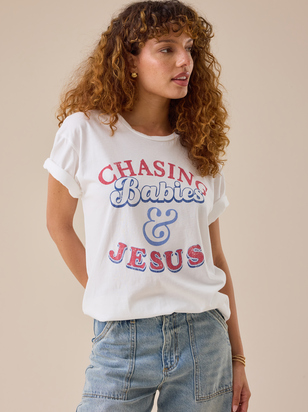 Chasing Babies And Jesus Graphic Tee - ARULA
