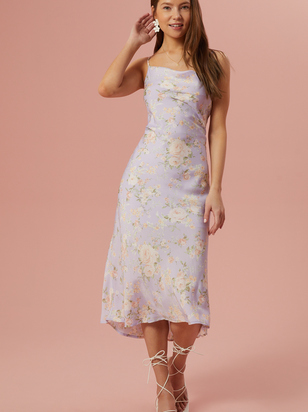 Blythe Floral Satin Slip Dress - ARULA