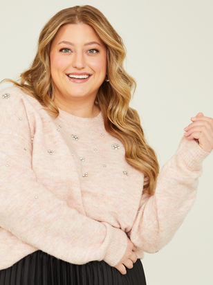 Heather Embellished Crewneck Sweater - ARULA