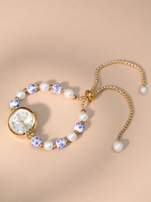 Painted Bead Pull Tie Watch - ARULA - 