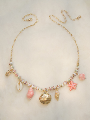 Painted Bead Coastal Shell Charm Necklace - ARULA