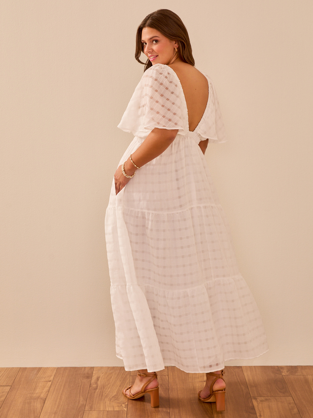 Shona Textured Plaid Maxi Dress Detail 6 - ARULA