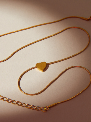Stainless Steel Heart Slider Necklace - ARULA