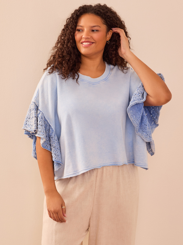 Destiny Cropped Crochet Sweater Detail 3 - ARULA
