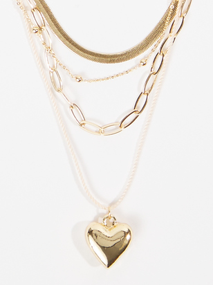 Bubble Heart Layered Cord Necklace - ARULA