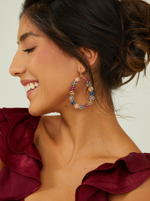 Floral Glass Bead Wrapped Earrings - ARULA