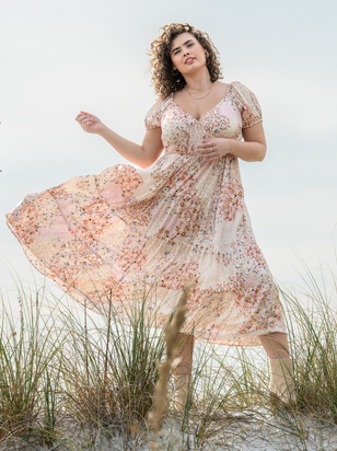 Claire Satin Floral Maxi Dress - ARULA