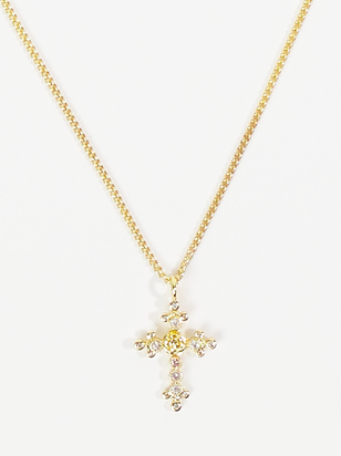 Rosette Cross Charm Necklace - ARULA