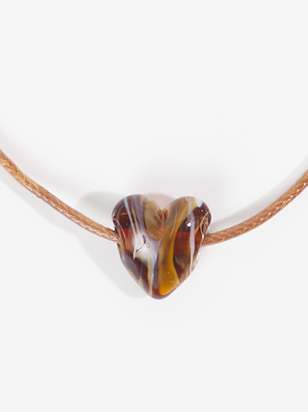 Glass Heart Pendant Cord Choker Necklace - ARULA