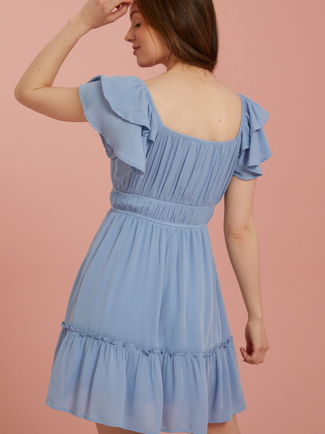 Cleo Flutter Sleeve Dress Detail 3 - ARULA