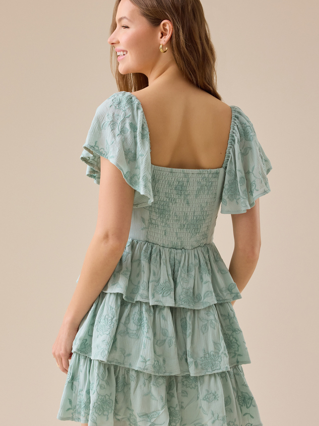 Roxara Tiered Mini Dress Detail 3 - ARULA