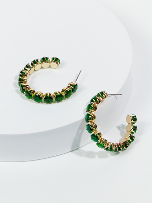 Emmie Rhinestone Hoop Earrings - ARULA