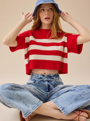 Ricki Striped Boxy Sweater - ARULA - 