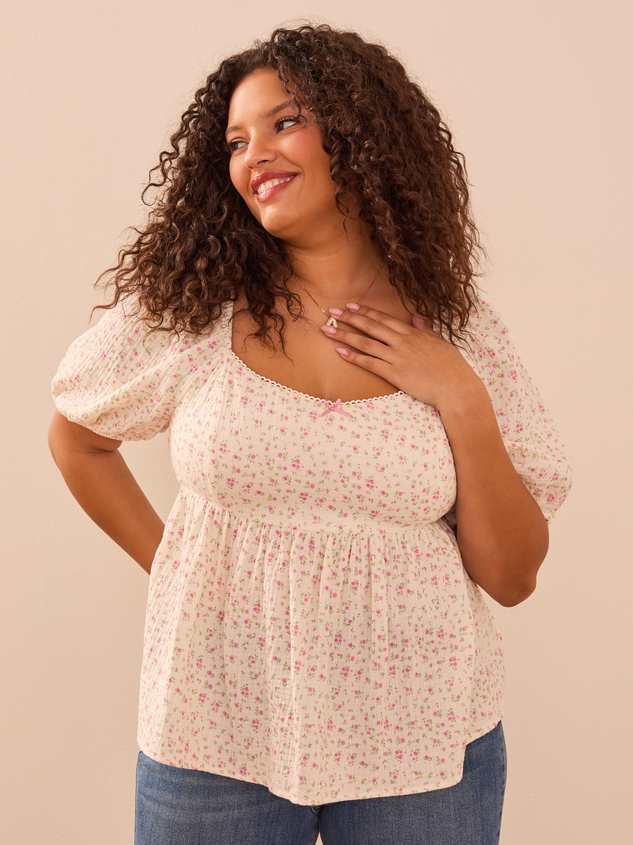 Eden Floral Babydoll Top Detail 3 - ARULA