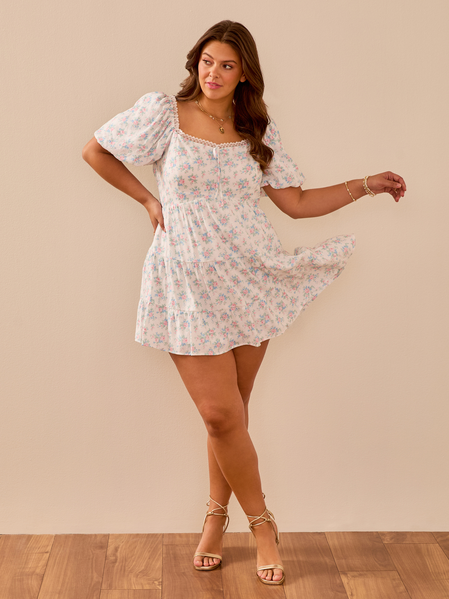 Noah Floral Babydoll Dress in Ivory and Pink | Arula Noah Floral Babydoll Dress in Ivory and Pink | Arula