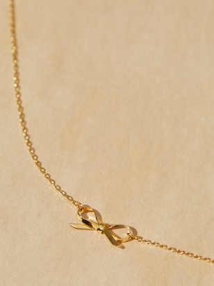 18K Gold Bow Necklace - ARULA