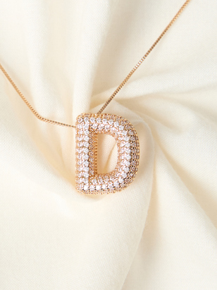 18K Gold Monogram Charm Necklace - D - ARULA